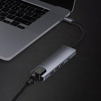 5 in 1 USB Type-C to RJ45+USB3.0 x 2+PD+HDMI HUB Adapter, RJ45+USB3.0 x 2+PD+HDMI