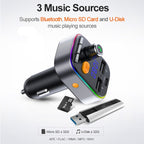 T48C Car Bluetooth 5.0 Fm Transmitter Kit Dual USB with Type-C 5V 2.4A Car Charger, T48C