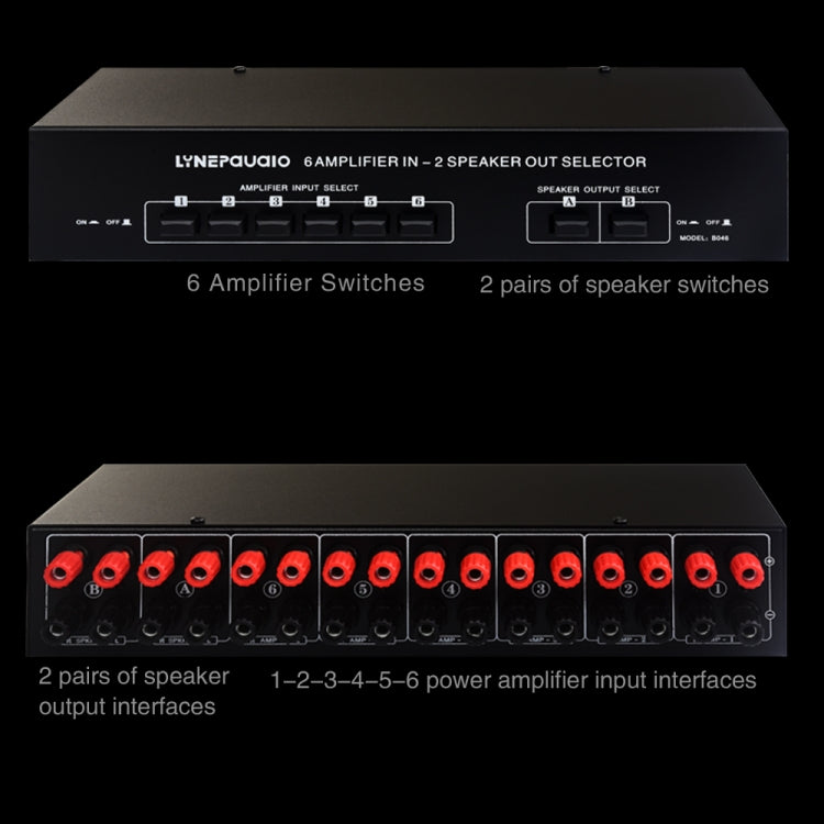 6 In 2 Out 300W Power Amplifier Switcher Loudspeaker Switch Distribute Device, 6 In 2 Out