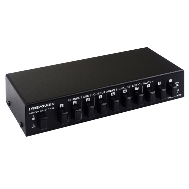 B059 10 In 2 Out / 2 In 10 Out 2-Way RCA Switch Audio Frequency Signal Select Shift Device Loudspeaker Box, B059