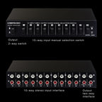 B059 10 In 2 Out / 2 In 10 Out 2-Way RCA Switch Audio Frequency Signal Select Shift Device Loudspeaker Box, B059
