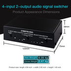 4 In 2 Out / 2 In 4 Out RCA Audio Signal Selector Switch Device with Remote Control