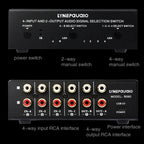 4 In 2 Out / 2 In 4 Out RCA Audio Signal Selector Switch Device with Remote Control