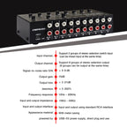 2 In 8 Out RCA Audio Frequency Signal Select Switch Distributor, 2 In 8 Out