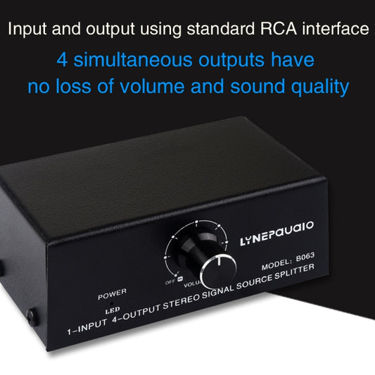 1 In 4 Out Audio Frequency Signal Distribute Device Non Consumption Output RCA Interface, 1 In 4 Out RCA Interface