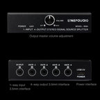 1 In 4 Out Audio Frequency Signal Splitter Distribute Device, Non Consumption, 3.5mm Interface Output, 1 In 4 Out 3.5mm Interface