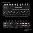 B066 Mini Stereo 8 Channel RCA Non Source Sound Passive Mixer, No Power Supply, 8 Channel RCA