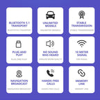 T50 Car USB Bluetooth 5.1 Receiver FM Transmitter for Hands-Free Call Navigation, T50