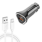 TE-P23 38W PD 20W USB-C / Type-C + QC3. 0 USB Triangle Car Charger + USB to USB-C / Type-C Data Cable, Length: 1m, with Type-C Cable