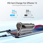 TE-P23 38W PD 20W USB-C / Type-C + QC3. 0 USB Triangle Car Charger + USB to USB-C / Type-C Data Cable, Length: 1m, with Type-C Cable