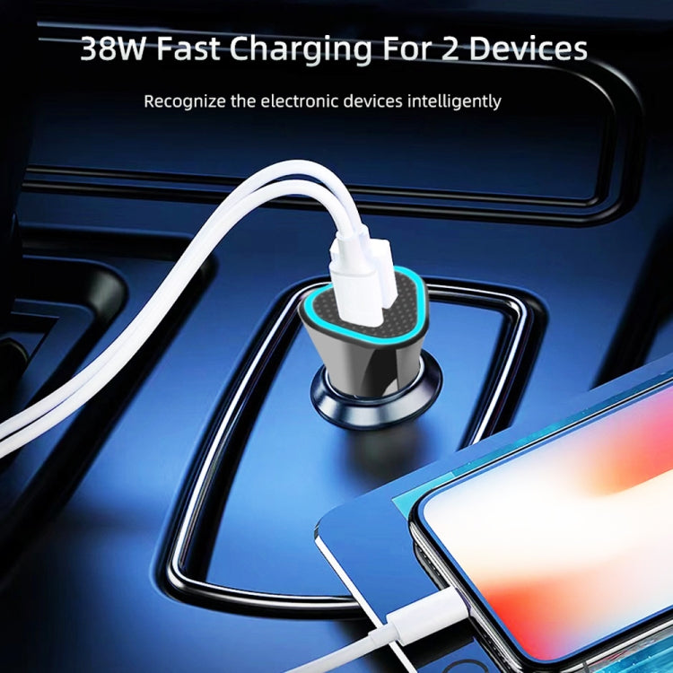 TE-P23 38W PD 20W USB-C / Type-C + QC3. 0 USB Triangle Car Charger + USB to USB-C / Type-C Data Cable, Length: 1m, with Type-C Cable