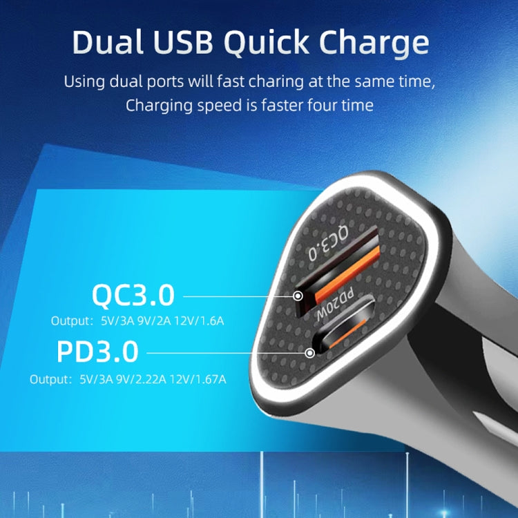 TE-P23 38W PD 20W USB-C / Type-C + QC3. 0 USB Triangle Car Charger + USB to 8 Pin Data Cable, Length: 1m, with 8 Pin Cable