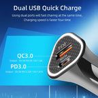 TE-P23 38W PD 20W USB-C / Type-C + QC3. 0 USB Triangle Car Charger + USB to 8 Pin Data Cable, Length: 1m, with 8 Pin Cable