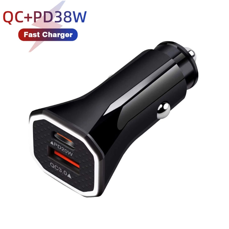 TE-P22 38W PD USB-C / Type-C + QC3. 0 USB Car Charger with 1m USB to Micro USB Data Cable, with Micro USB Cable