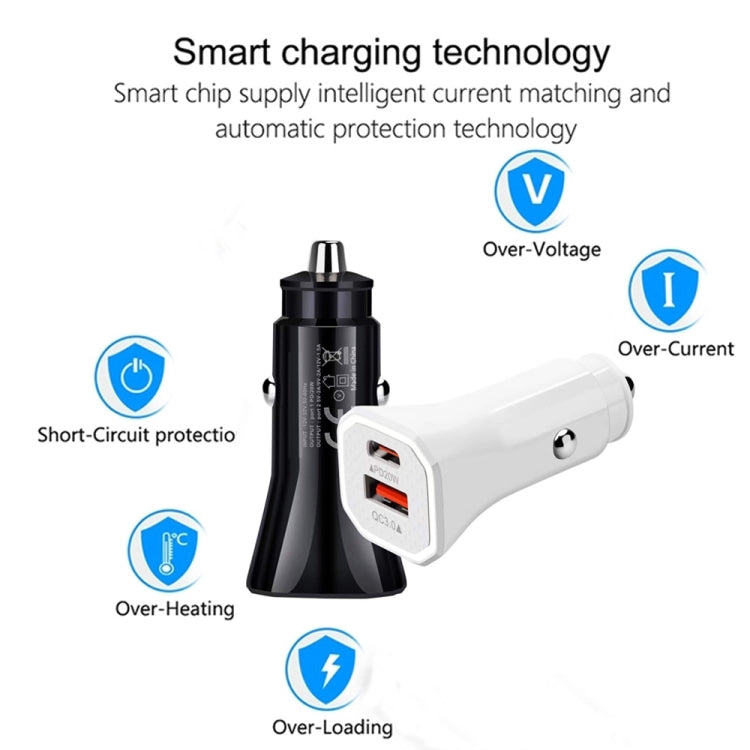 TE-P22 38W PD USB-C / Type-C + QC3. 0 USB Car Charger with 1m USB to Micro USB Data Cable, with Micro USB Cable