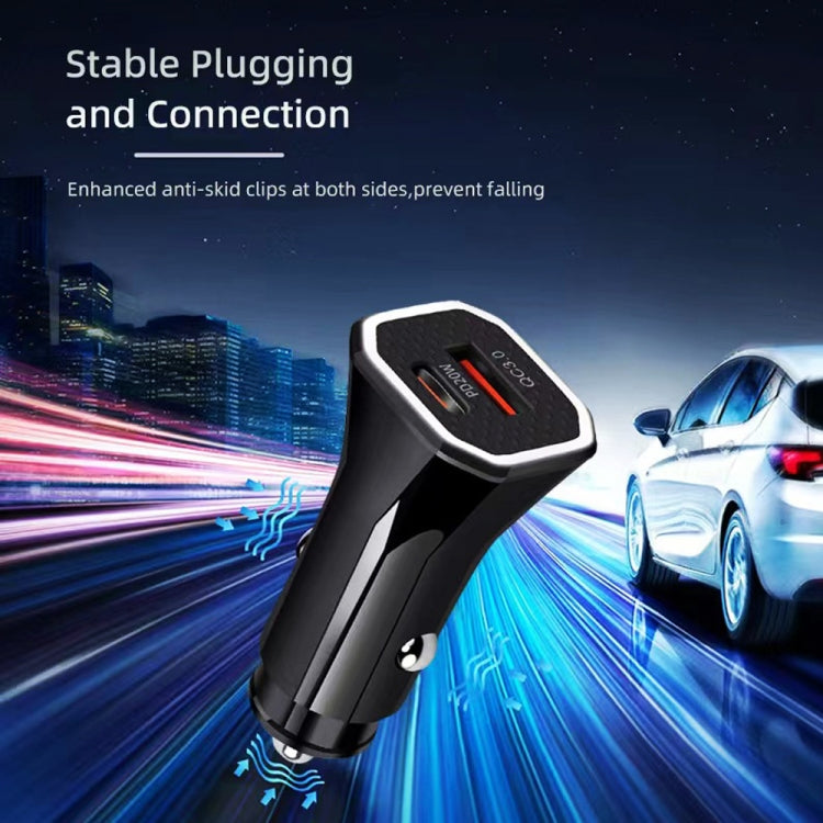 TE-P22 38W PD USB-C / Type-C + QC3. 0 USB Car Charger with 1m USB to Micro USB Data Cable, with Micro USB Cable
