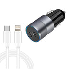 Dual PD 3.0 40W USB-C / Type-C Car Charger with 1m USB-C / Type-C to 8 Pin Data Cable, with USB-C / Type-C to 8 Pin Cable