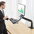 NORTH BAYOU NB35 Ergonomic 19-27 Inch Monitor Holder with Foldable Keyboard Tray Full Motion Sit-Stand Workstation, NB35