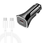 TE-P2 PD20W USB-C / Type-C Car Charger with Type-C to Type-C Data Cable, Type-C to Type-C Data Cable (Black), Type-C to Type-C Data Cable (White)