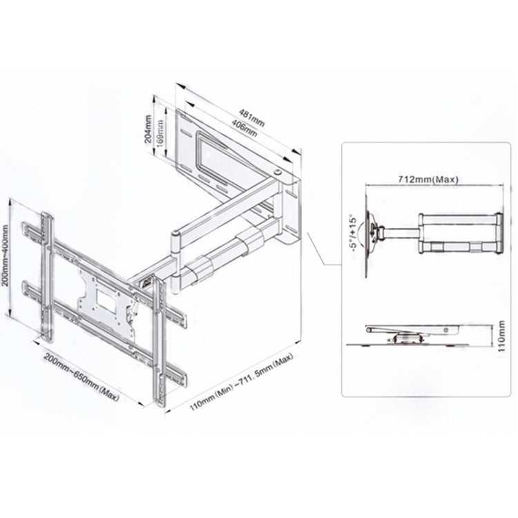 NORTH BAYOU NB SP2 Heavy Duty Arm Swivel Wall Mount  40-70 inch LED LCD TV, SP2