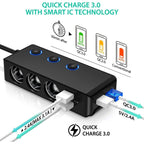 TR30 QC 3.0 Multifunctional 3 Cigarette Lighter  High Power Car Charger, TR30