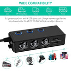 TR30 QC 3.0 Multifunctional 3 Cigarette Lighter  High Power Car Charger, TR30