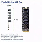 ST532 M.2 NGFF To 5 Ports SATA3.0 Hard Disk Expansion Card Adapter In Stock, 5 Ports