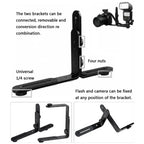 NST-6494 Aluminum Alloy 1/4 inch Hot Shoe Adapter Camera Double L shape Camera Flash Bracket