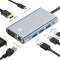 JUNSUNMAY 7 in 1 Type-C to 4K HDMI / VGA / Ethernet Docking Station Adapter USB-C Hub, JSM-HUB001