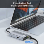 JUNSUNMAY 7 in 1 Type-C to 4K HDMI / VGA / Ethernet Docking Station Adapter USB-C Hub, JSM-HUB001
