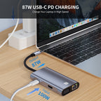 JUNSUNMAY 7 in 1 Type-C to 4K HDMI / VGA / 1000M Ethernet Docking Station Adapter USB C Hub