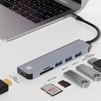 JUNSUNMAY 6 in 1 Type-C to 4K HDMI Docking Station Adapter USB-C Hub SD/TF Card Reader, JSM-HUB004