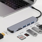 ENKAY Hat-Prince 6 in 1 Type-C to 4K HDMI Docking Station Adapter USB-C Hub SD/TF Card Reader, 6 in 1 Type-C to 4K HDMI