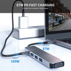 ENKAY Hat-Prince 5 in 1 Type-C Hub 4K HDMI Converter Docking Station USB 3.0 Adapter, USB3.0+HDMI