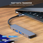 ENKAY Hat-Prince 5 in 1 Type-C Hub 4K HDMI Converter Docking Station 3.5mm Audio Jack Adapter, 3.5mm+HDMI