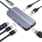 JUNSUNMAY 6 in 1 Type-C to 4K HDMI + 1000M RJ45 Ethernet Hub Docking Station Adapter