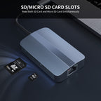 JUNSUNMAY 5 in 1 Type-c to RJ45 Ethernet + SD/TF Card Reader Multifunctional USB-C Hub, JSM-HUB018