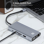 JUNSUNMAY 11 in 1 Type-C to 4K HDMI + VGA +RJ45 Docking Station Adapter PD Quick Charge Hub, JSM-HUB019