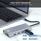 JUNSUNMAY 11 in 1 Type-C to 4K HDMI + VGA +RJ45 Docking Station Adapter PD Quick Charge Hub, JSM-HUB019