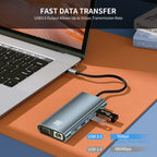 JUNSUNMAY 10 in 1 Type-C to 4K HDMI + VGA +RJ45 + 3.5mm Audio Docking Station Adapter PD Quick Charge Hub SD/TF Card Reader