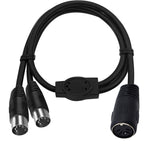 JUNSUNMAY MIDI 2 in 1 Din 5 Pin Male to Dual 2 Pin Female Cable Adapter, Cable Length: 50cm, Cable Length: 50cm