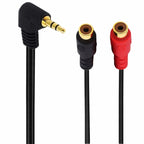 JUNSUNMAY 3.5mm Male Elbow to Dual RCA Stereo Audio Cable Adapter 20cm, 3.5mm Elbow to 2 RCA Female