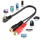 JUNSUNMAY 3.5mm Male Elbow to Dual RCA Stereo Audio Cable Adapter 20cm, 3.5mm Elbow to 2 RCA Female