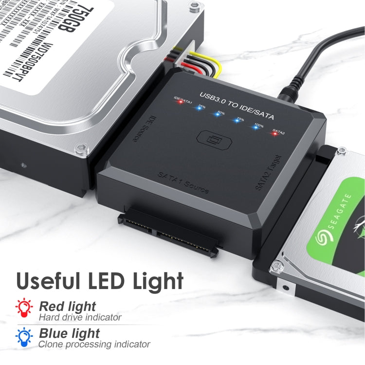 USB3.0 to SATA or IDE Hard Drive Adapter Converter With Clone Function