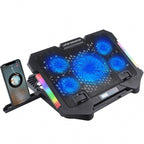 S500 Adjustable Height 5 Quiet Fans RGB Gaming Laptop Cooling Pad with Phone Holder, S500