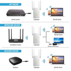 U6 5Ghz Wireless WiFi Repeater 1200Mbps Router Wifi Booster 2.4G Long Range Extender, US Plug, EU Plug