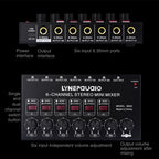 Mini 6-Channel Stereo Audio Mixer Musical Instrument Mixer Electric Wind Electric Guitar Electronic Piano Drums Mixer, B020