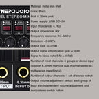 Mini 6-Channel Stereo Audio Mixer Musical Instrument Mixer Electric Wind Electric Guitar Electronic Piano Drums Mixer, B020