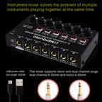 Mini 6-Channel Stereo Audio Mixer Musical Instrument Mixer Electric Wind Electric Guitar Electronic Piano Drums Mixer, B020