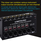 Mini 6-Channel Stereo Audio Mixer Musical Instrument Mixer Electric Wind Electric Guitar Electronic Piano Drums Mixer, B020